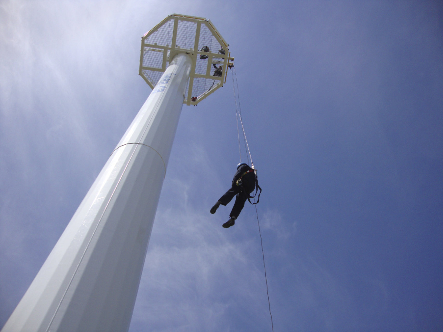 Lethbridge College training tower training action abseiling